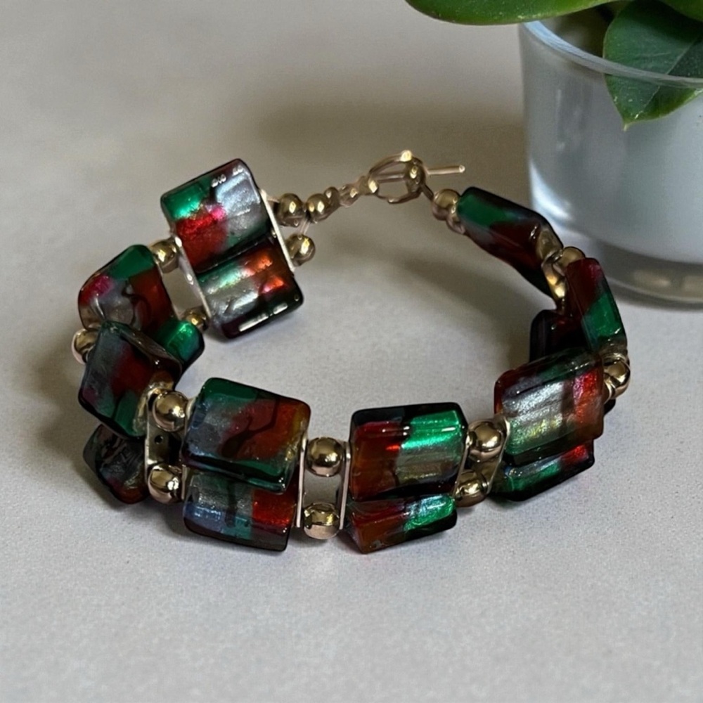 JTV Multicolor Glass Bead Bracelet-EUC